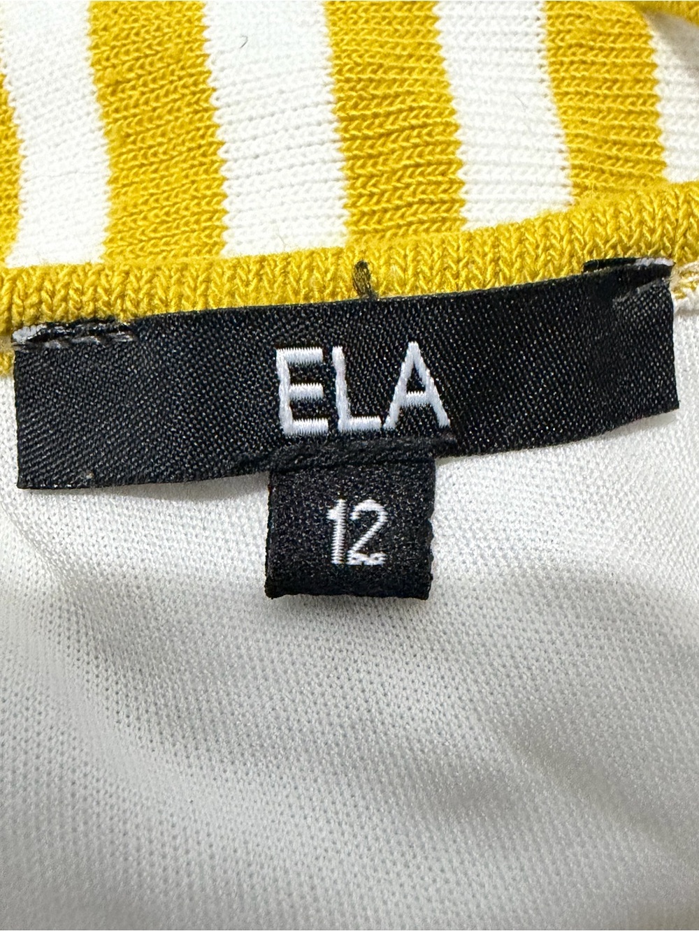 ELA Striped Yellow and White Knit Dress size 12 - Picture 6 of 8